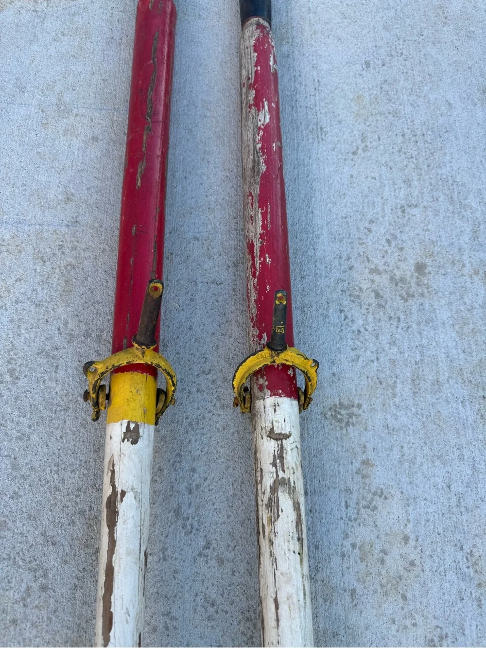 Vintage Wooden Boat Oars Original Paint And Metal Oar Locks Rare Find